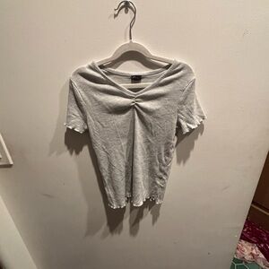 Art Class Gray Fitted Ruched T-Shirt